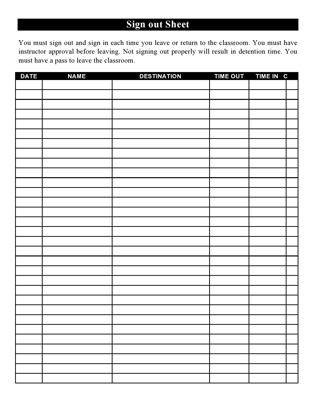Free Sign In Sheets Printable Printable Free Templates