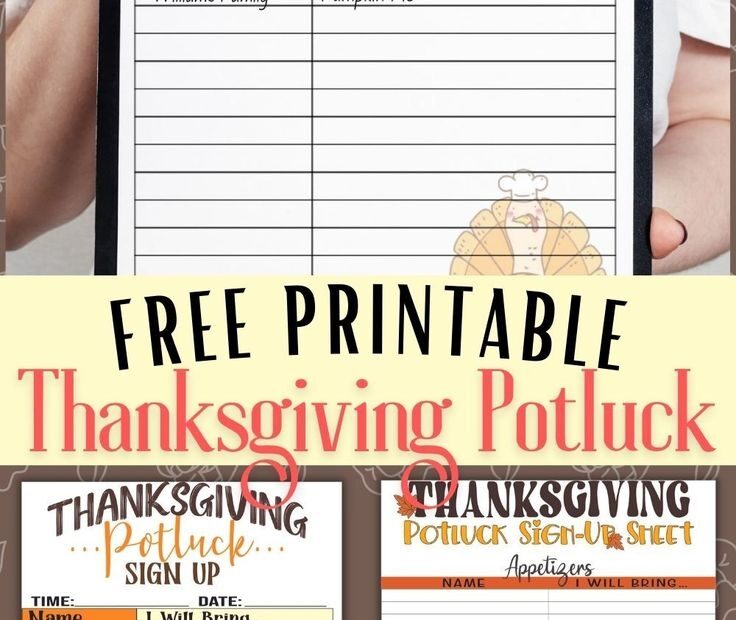 FREE Thanksgiving Potluck Sign Up Sheet List Printables