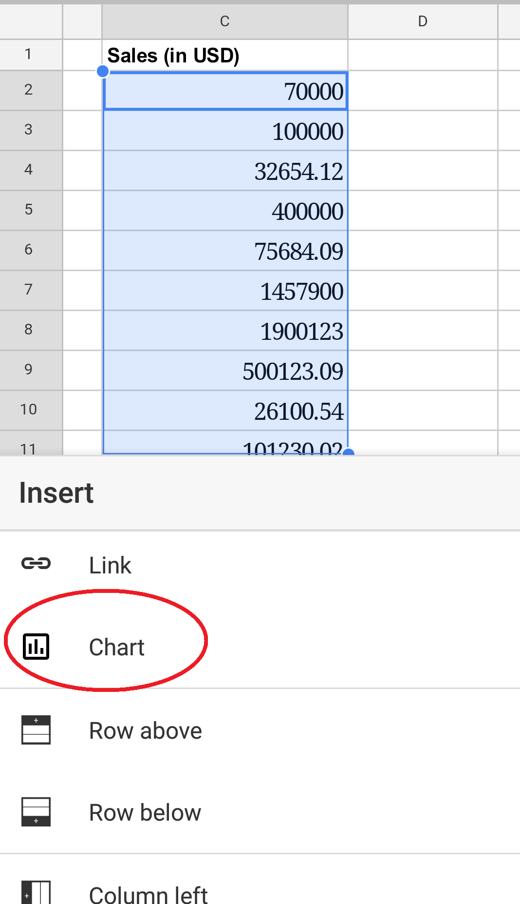 Google Sheets Printable Area