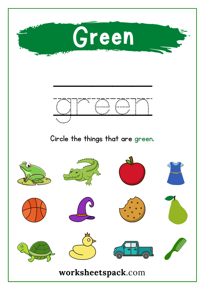 Green Color Sheet Printable Free PDF Color Green Worksheet For 