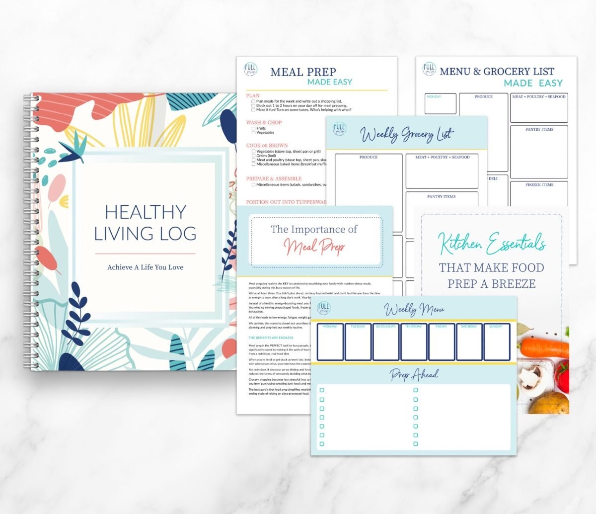 Healthy Living Log Meal Planning And Food Prep Cheat Sheets FULLforLife