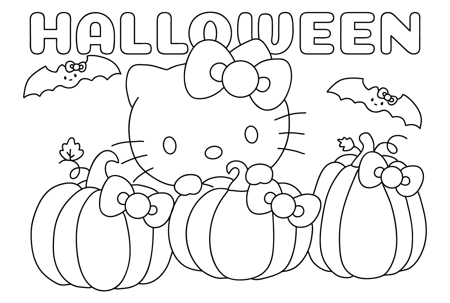 Hello Kitty And Friends Halloween Coloring Pages Printable Free 