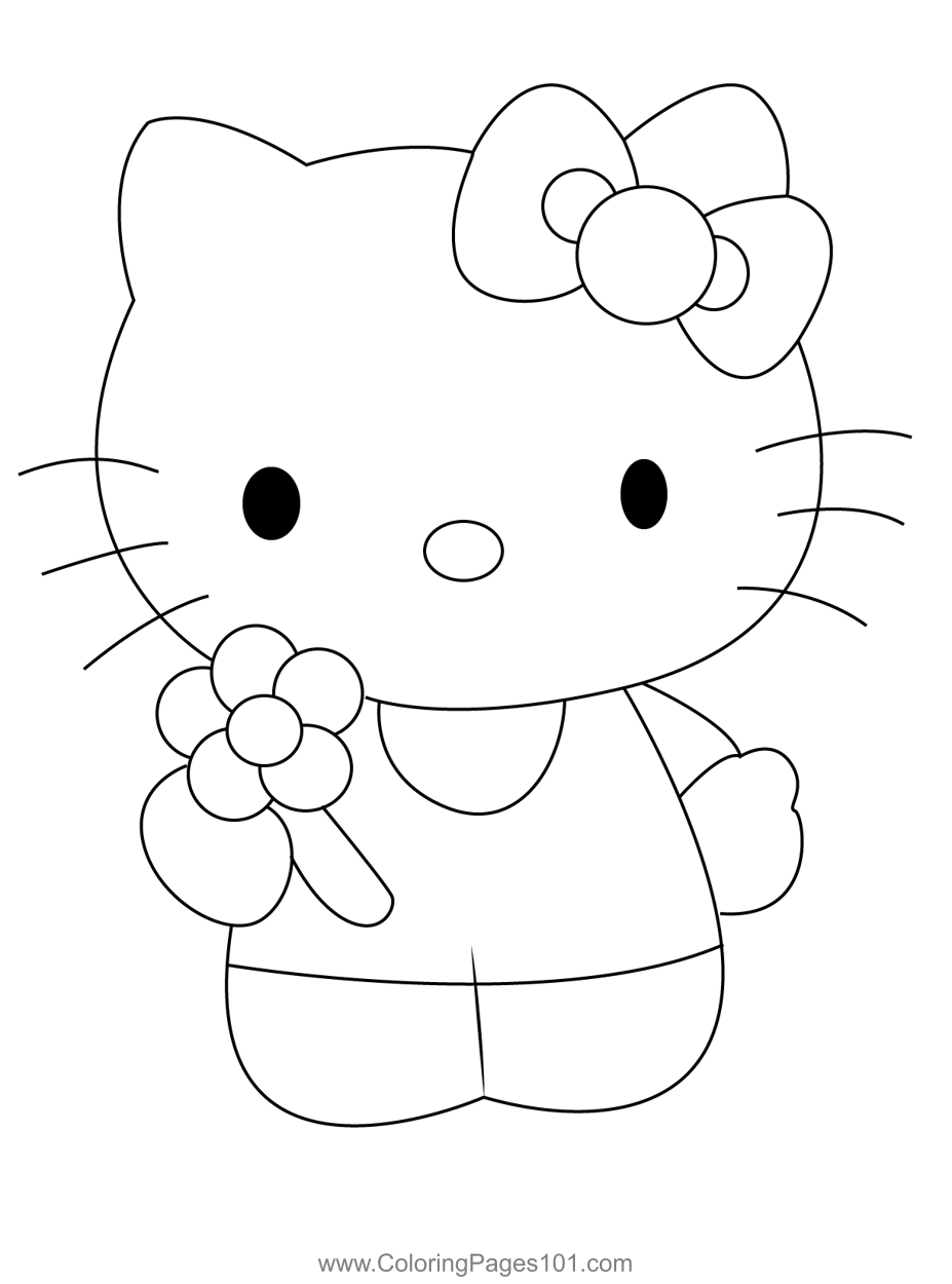 Hello Kitty Flower Coloring Page For Kids Free Hello Kitty Printable 