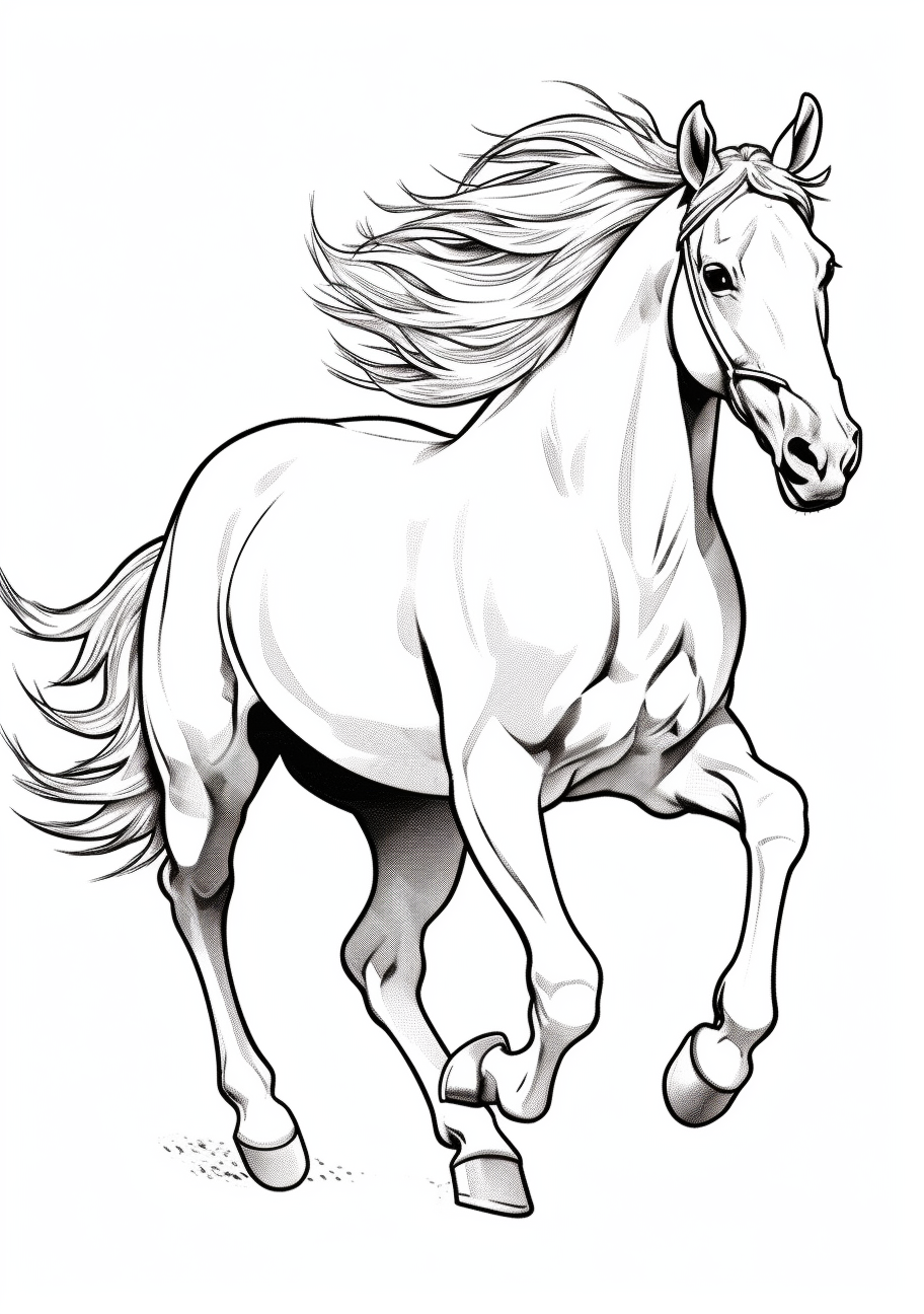 Horse Coloring Page Printable Kids Friendly Fun Sketches coloring 