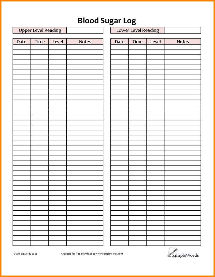 Large Print Free Printable Blood Sugar Log Sheet Pr Almuhja