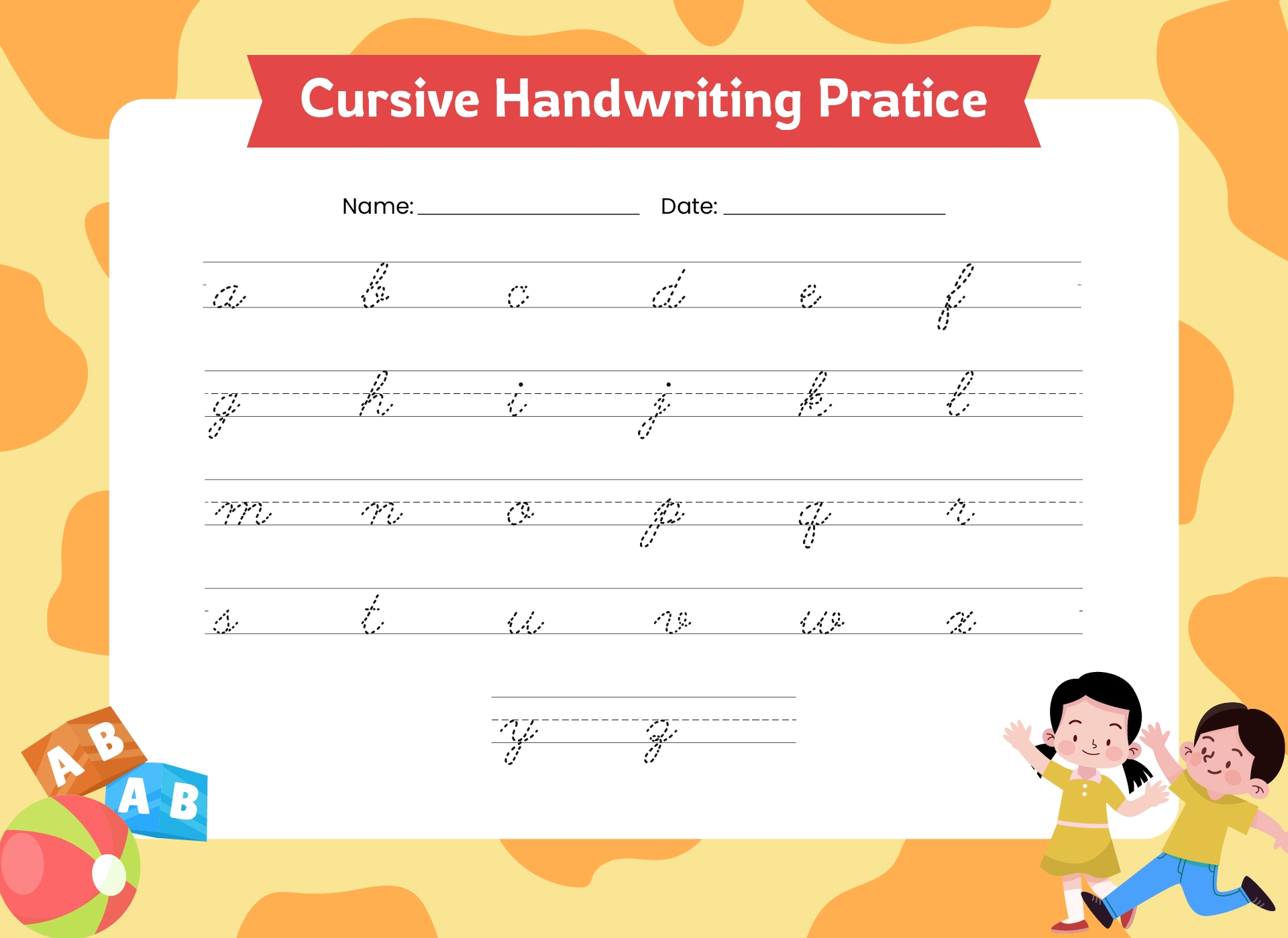 Lowercase Cursive Practice Sheets Printable