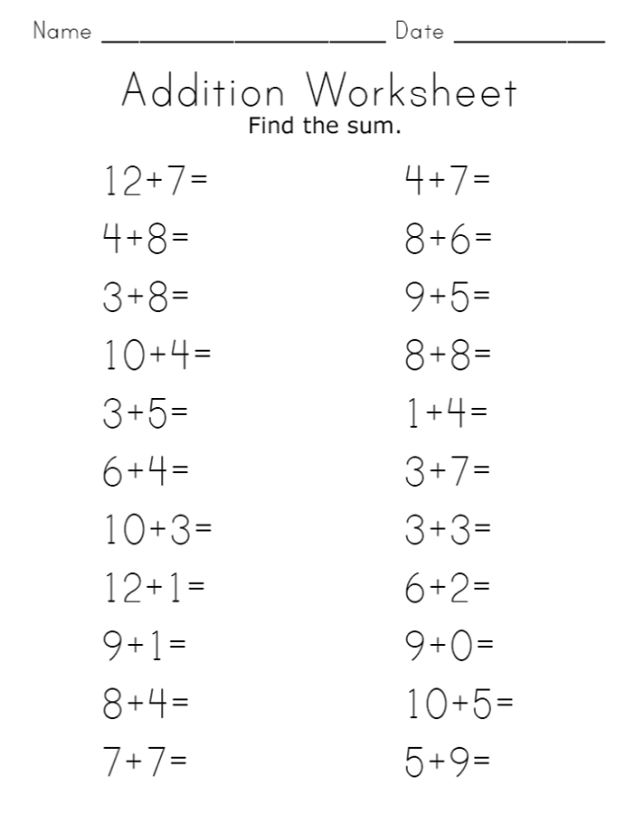 Math Printable Sheets