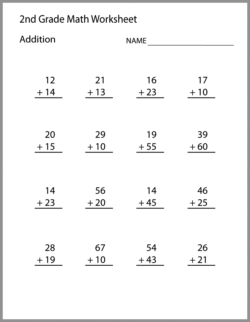 Math Work Sheet For 2nd Grade