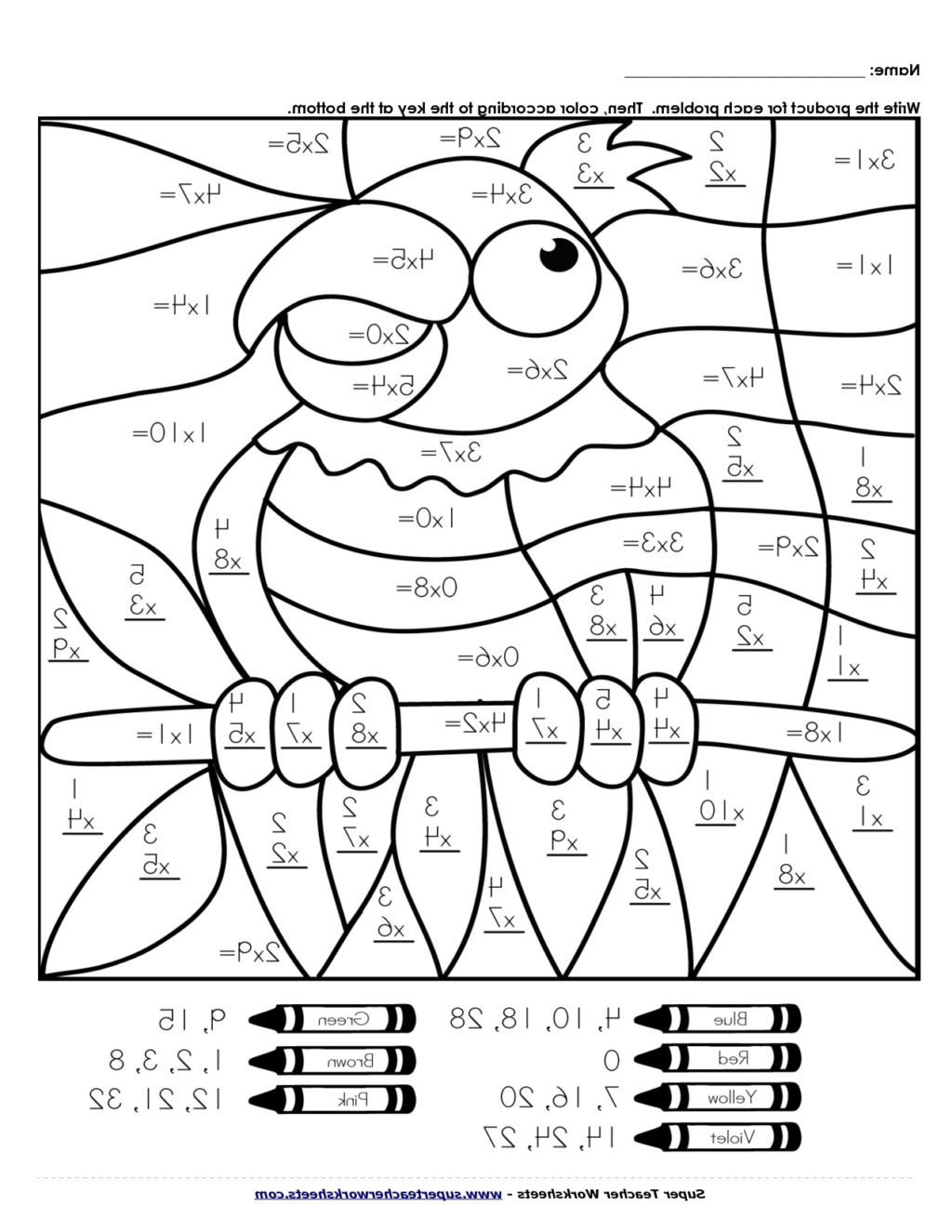 Maths Colouring Sheets Multiplication