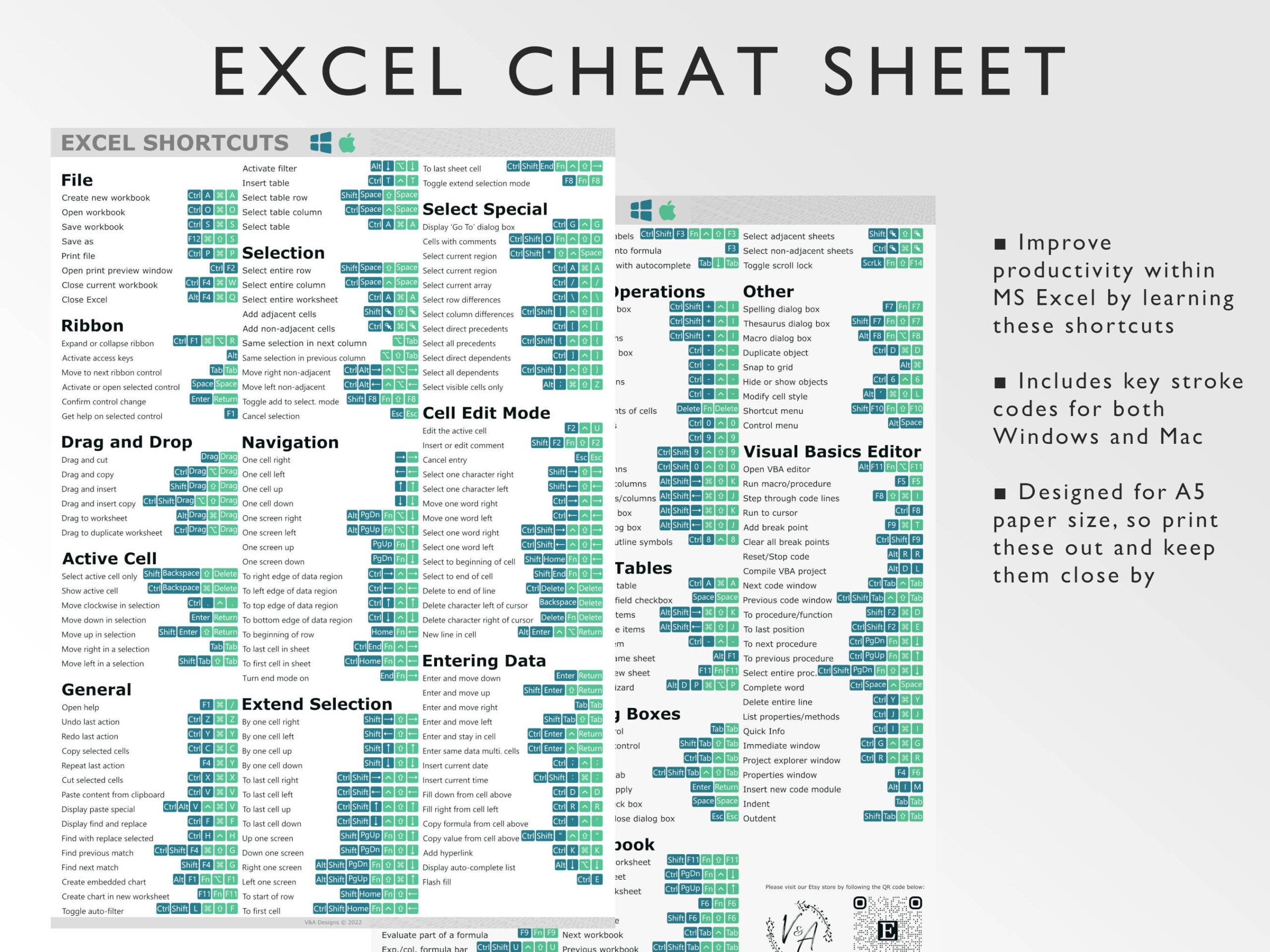 Microsoft Excel Shortcuts Printable Excel Cheat Sheet Workbo