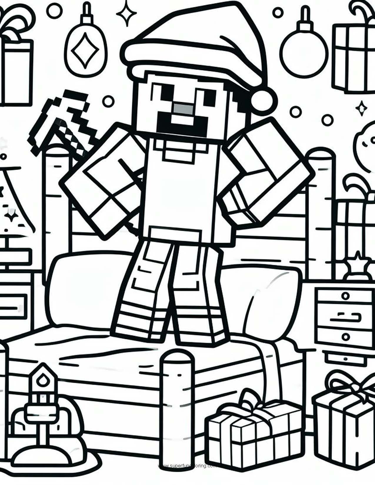 Minecraft Christmas Coloring Page Super Fun Coloring