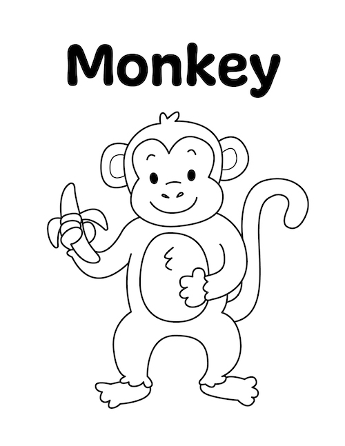 Monkey Coloring Page Little Bee Family