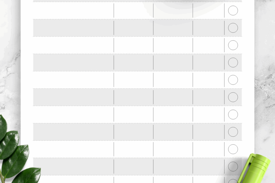 Monthly Bill Sheet Printable
