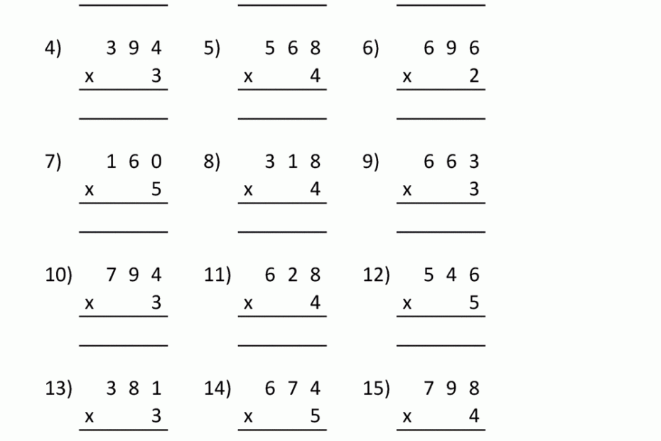 Multiplication Sheet 4th Grade