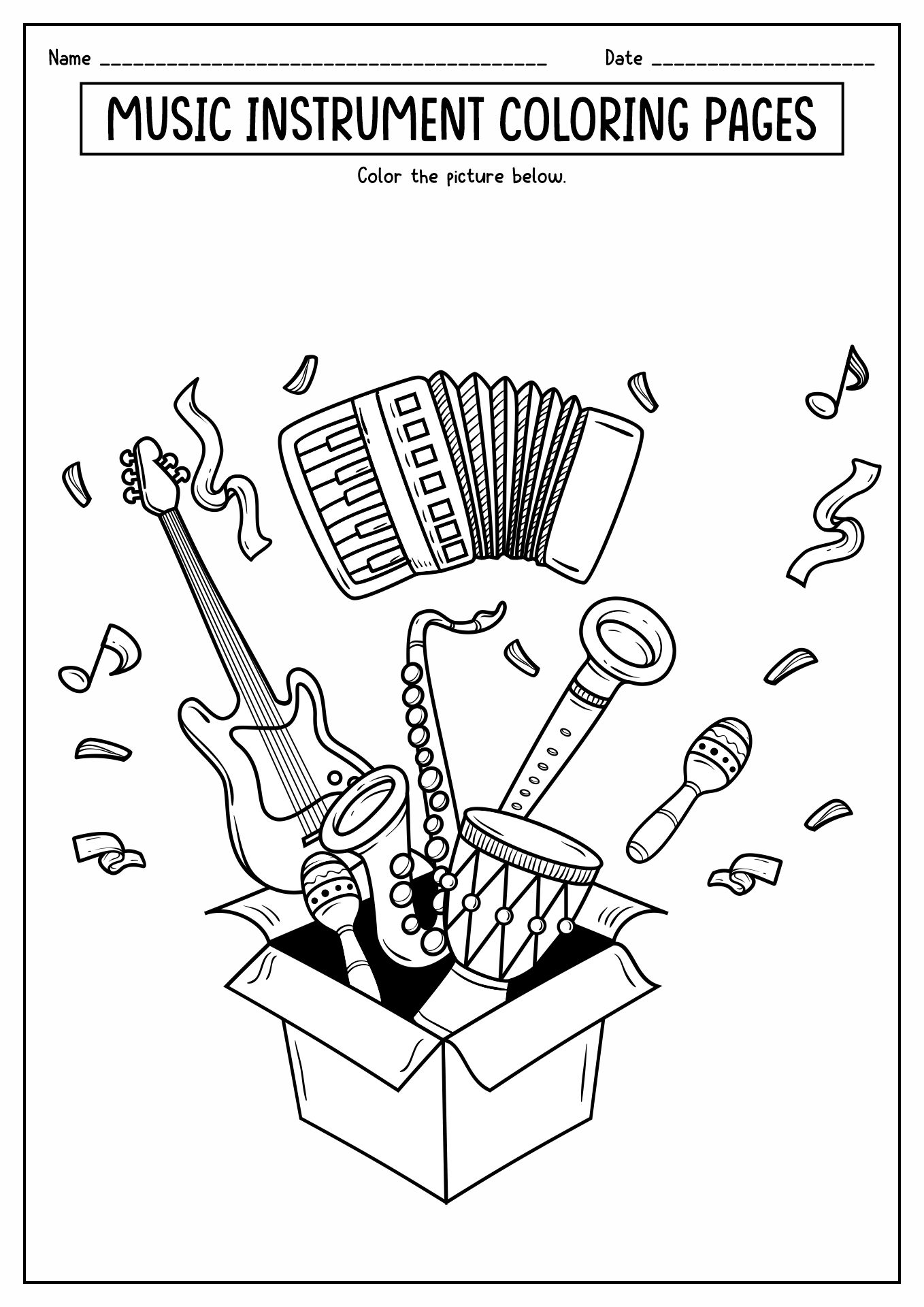 Music Printable Coloring Pages Printable Word Searches