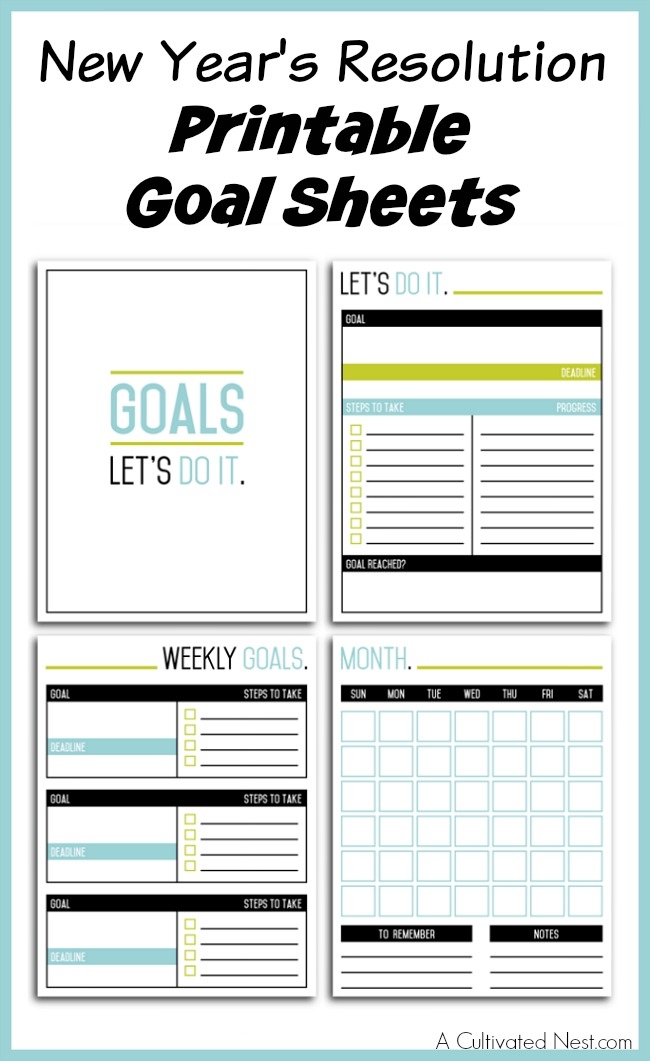 New Year 39 s Resolution Printable Goal Sheets