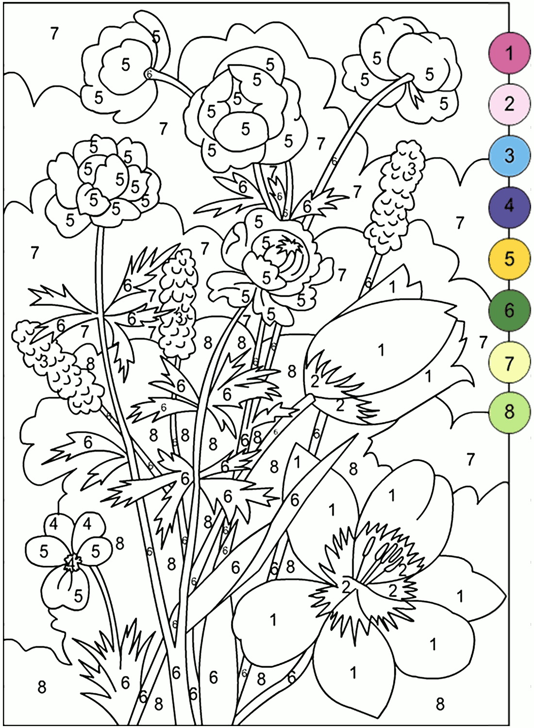 Number Color Sheets Printables