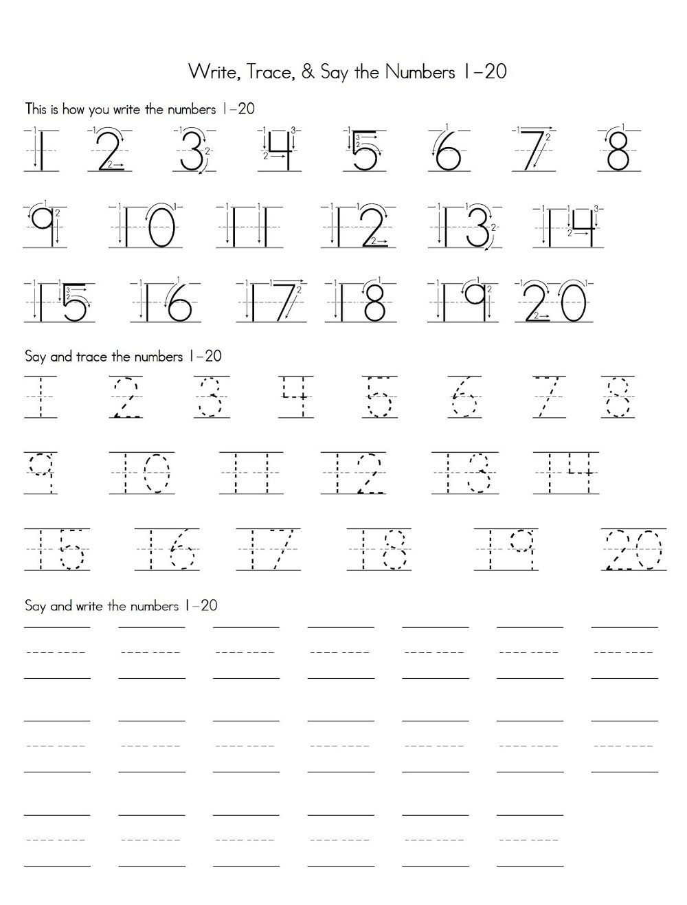 Number Free Printables Practice Sheets