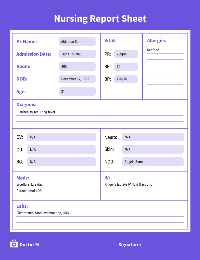 Nursing Report Sheet Printable Printable Free Templates
