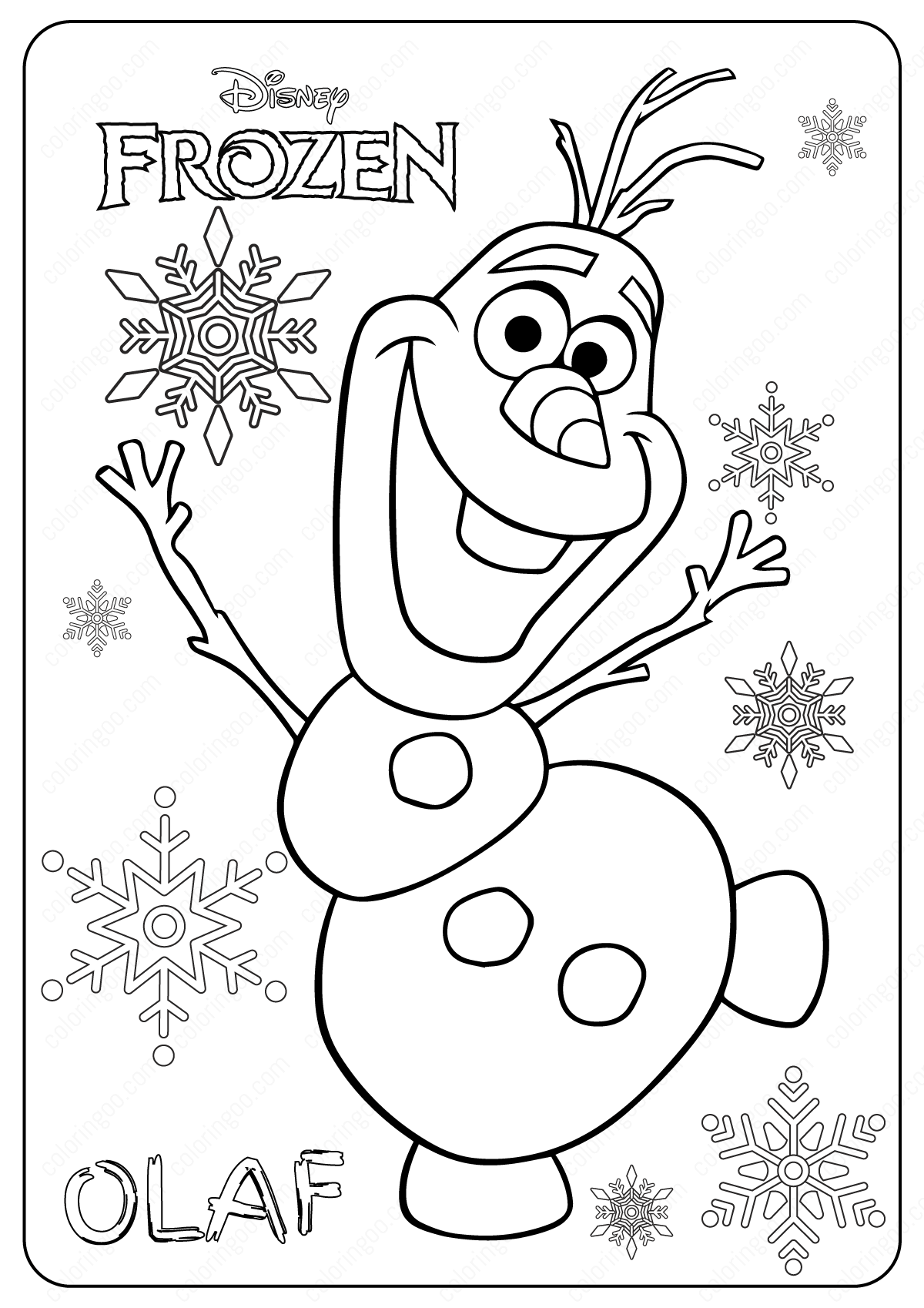 Olaf Printable Frozen Coloring Pages