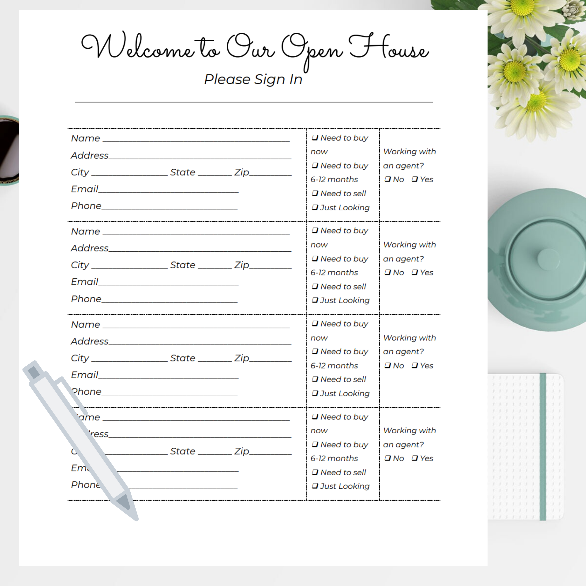 Open House Sign In Sheet Printable Calendar Productivity Hacks