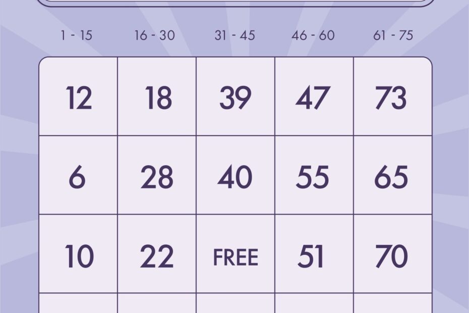 Paper Bingo Sheets Printable