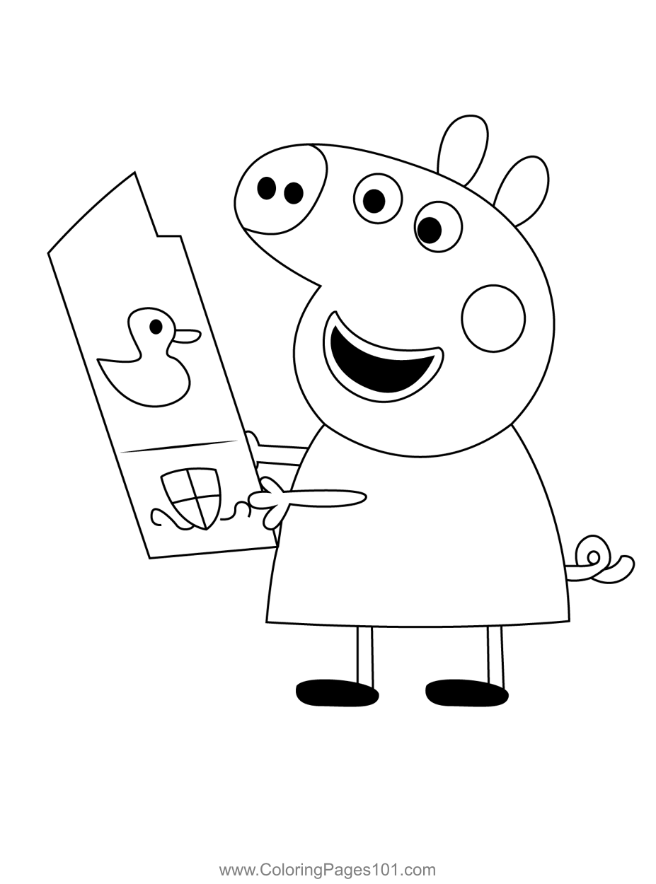 Peppa Pig Read Coloring Page For Kids Free Peppa Pig Printable 