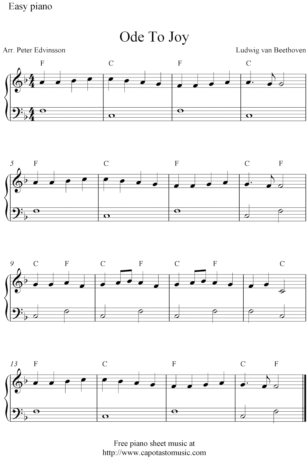 Piano Sheet Music Free Printable Beginners