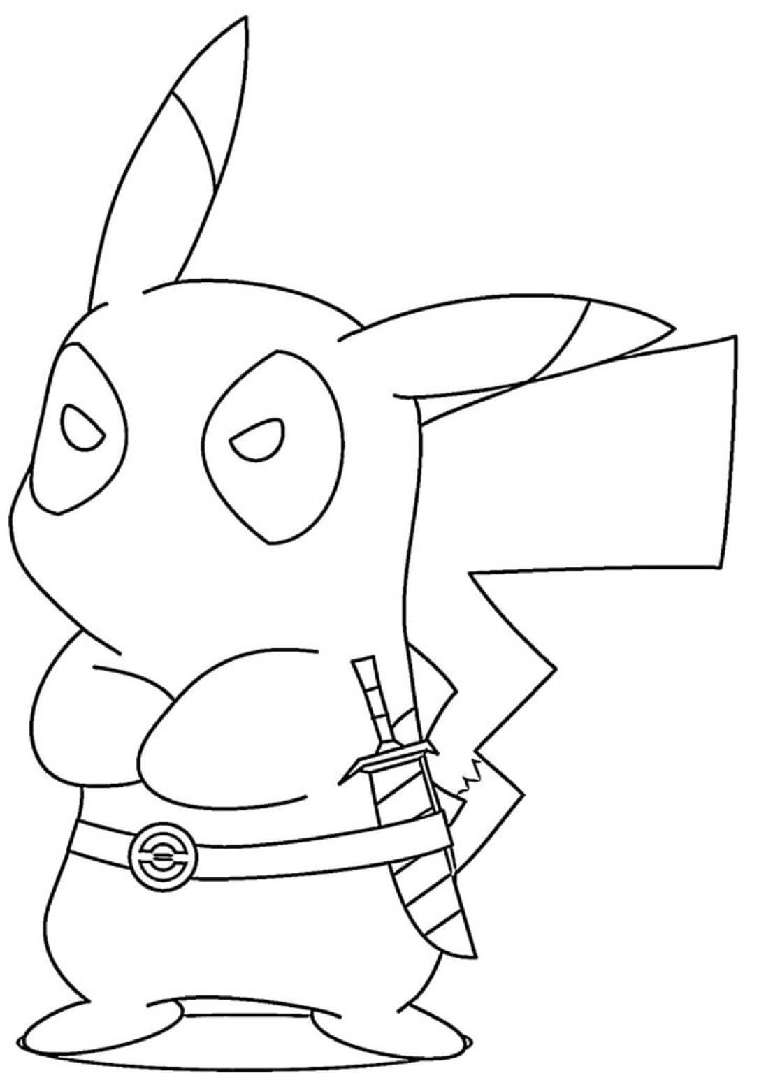 Pikachu Deadpool Coloring Page Download Print Or Color Online For Free