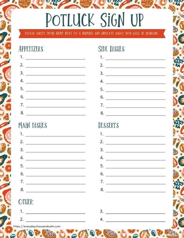 Potluck Sign Up Sheet Free Printable Prntbl concejomunicipaldechinu 