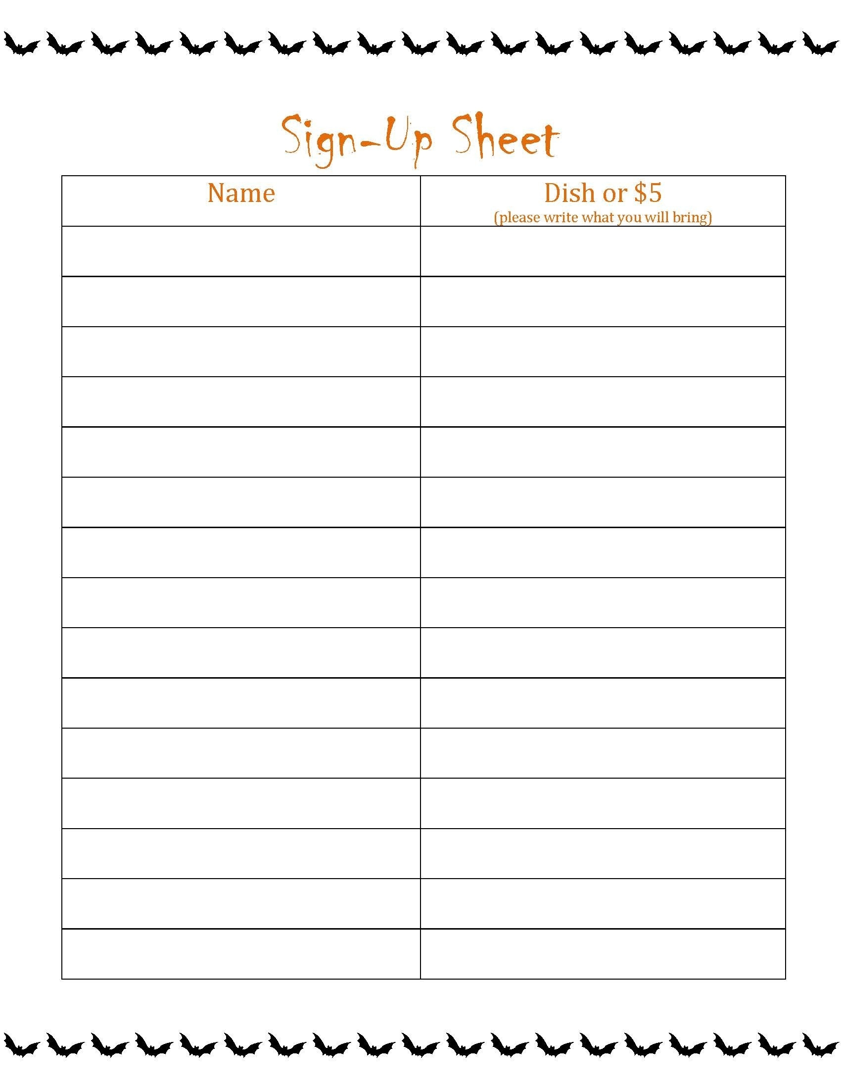 Potluck Sign Up Sheet Free Printable Sign Up Sheets For Potlucks 