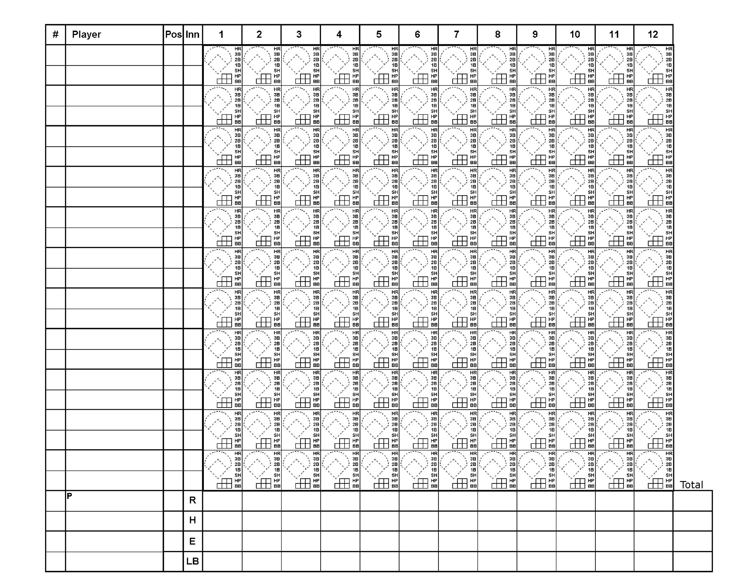 Printable Baseball Score Sheet Printable Calendar