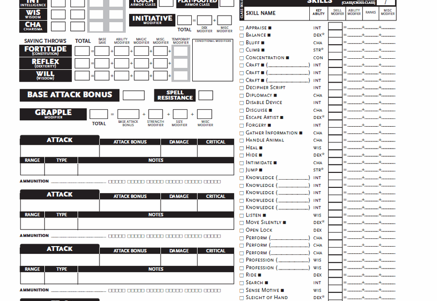 Printable Blank Dnd Character Sheet