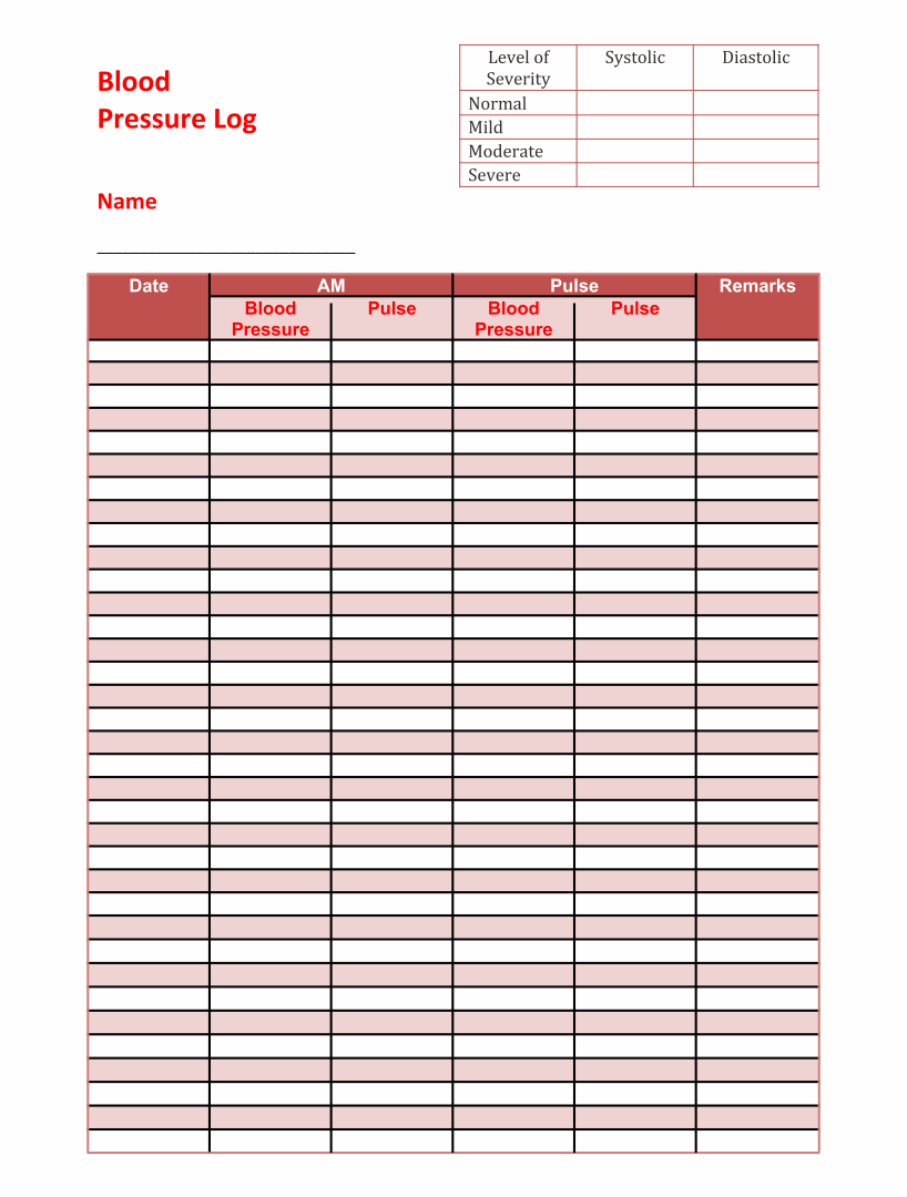 Printable Blood Pressure Log Sheets Minimalist Printable Wall Art