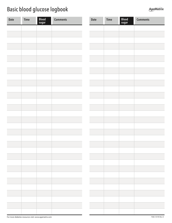 Printable Blood Sugar Log Sheet Free PDF 58 OFF