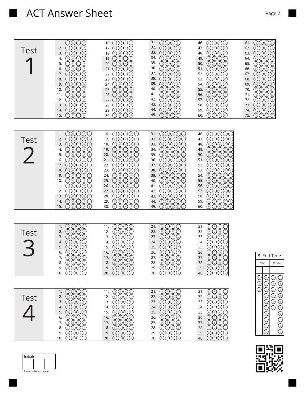Printable Bubble Sheet