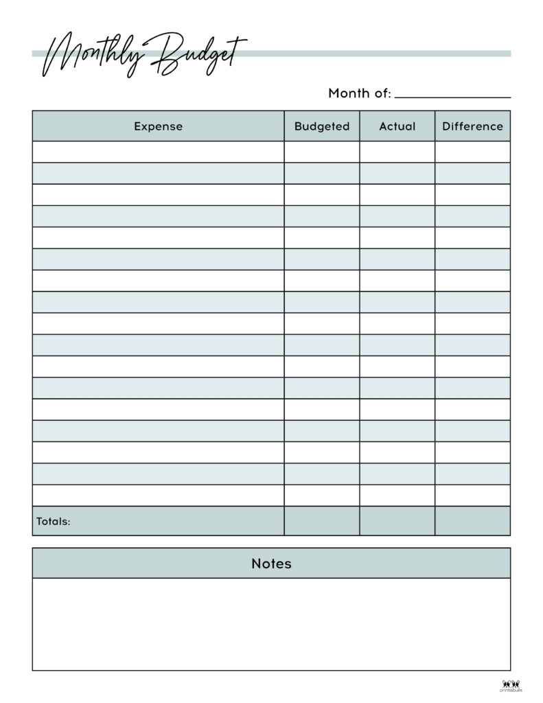 Printable Budget Sheets Monthly
