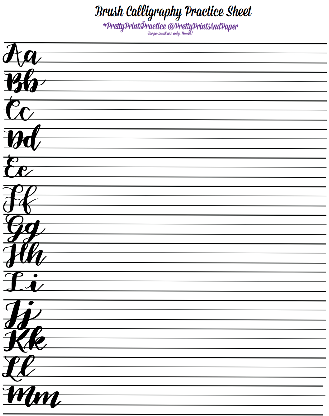 Printable Calligraphy Practice Sheets Printable Free Templates