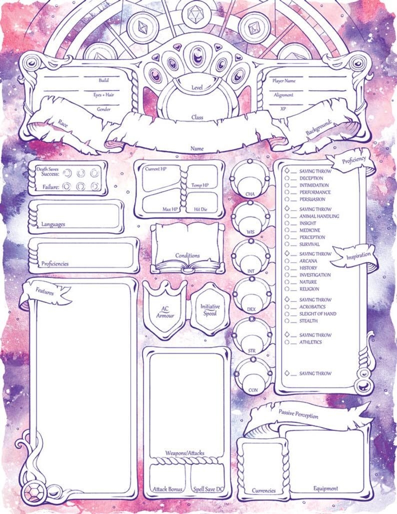 Printable Character Sheet 5e