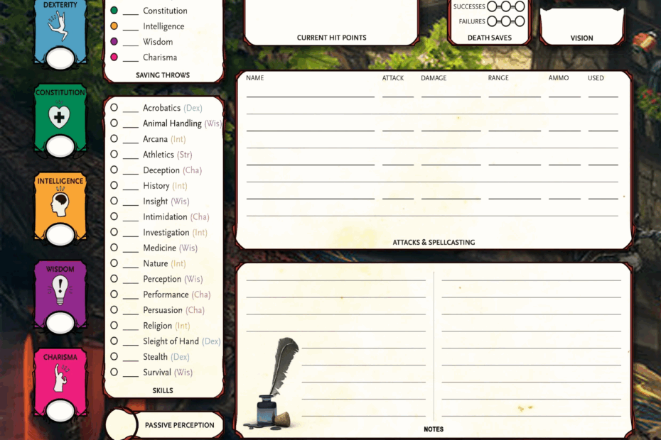Printable Character Sheet Dnd Printable Word Searches