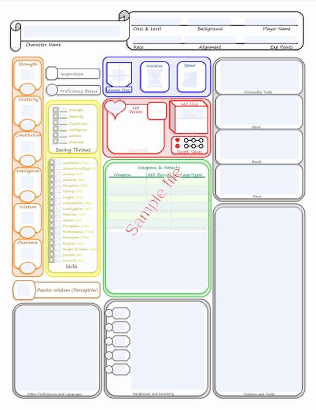 Printable Character Sheets