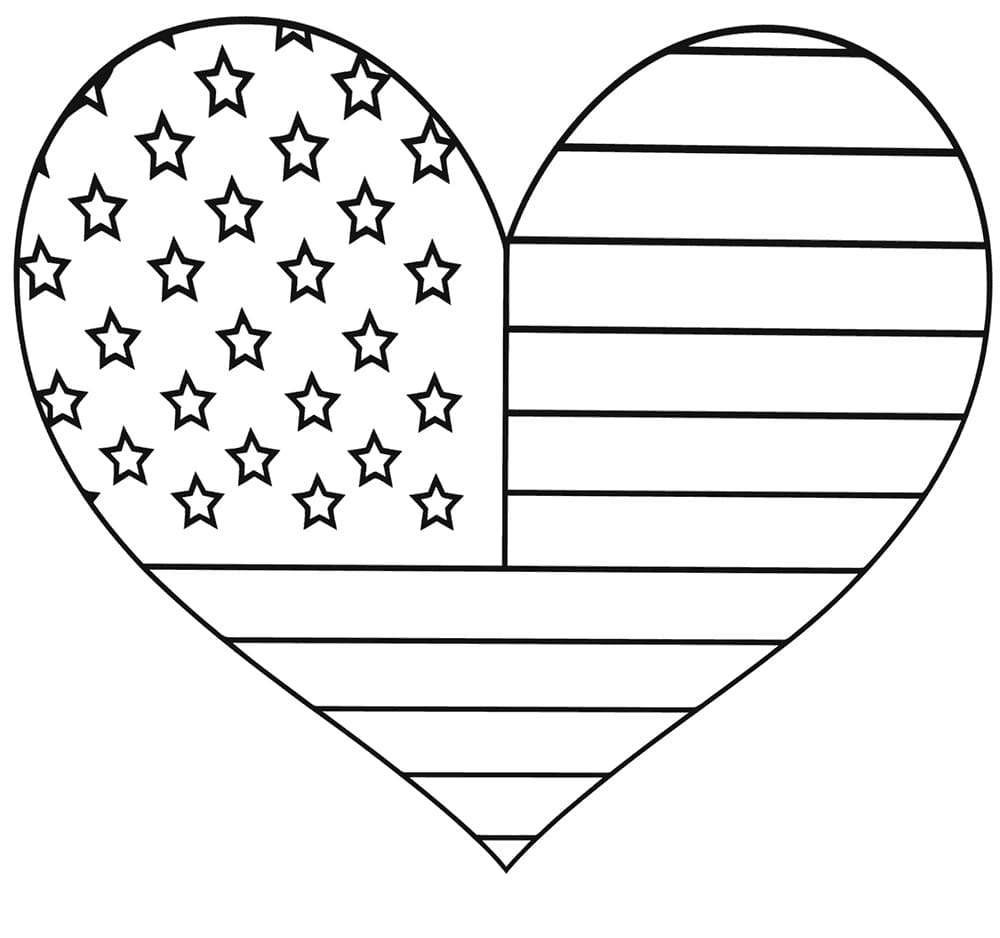 Printable Coloring American Flag