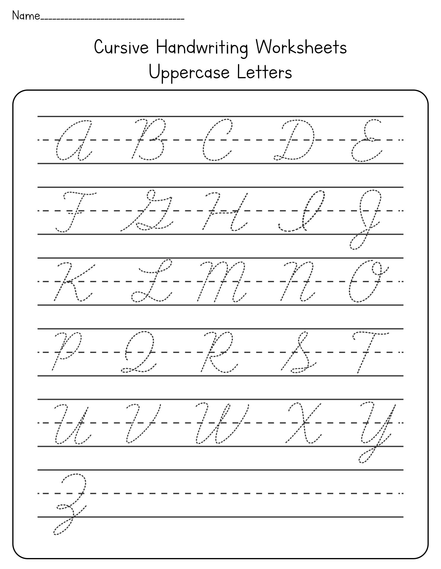 Printable Cursive Handwriting Practice Sheets