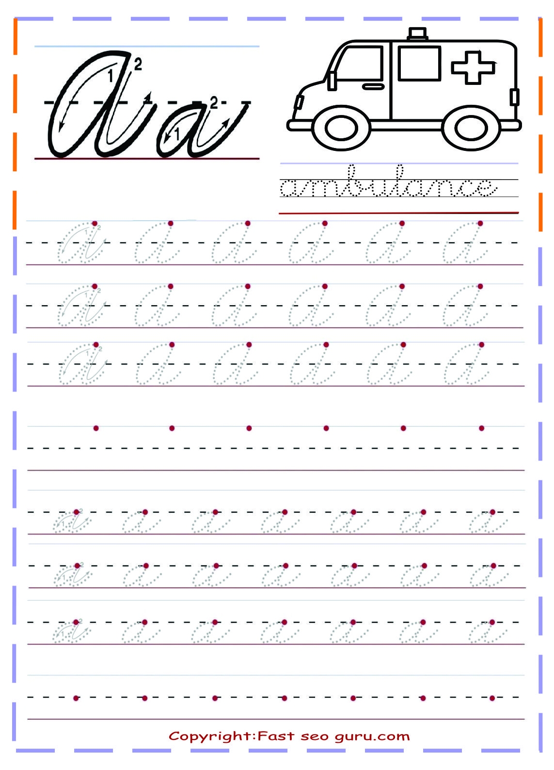Printable Cursive Handwriting Practice Sheets
