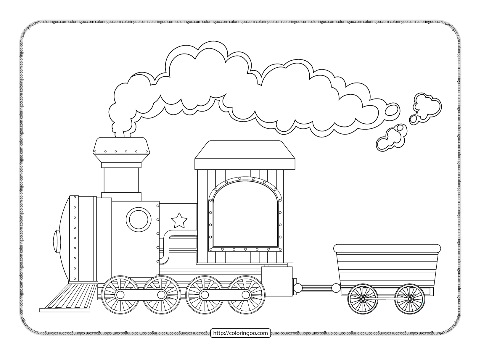 Printable Cute Train Coloring Sheet