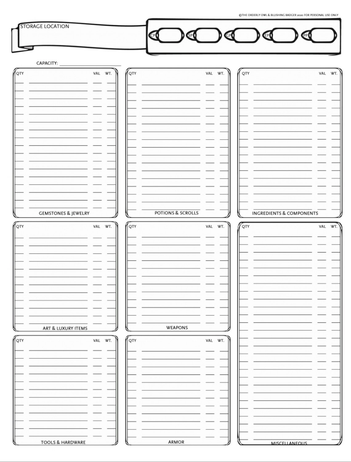 Printable D And D Character Sheet