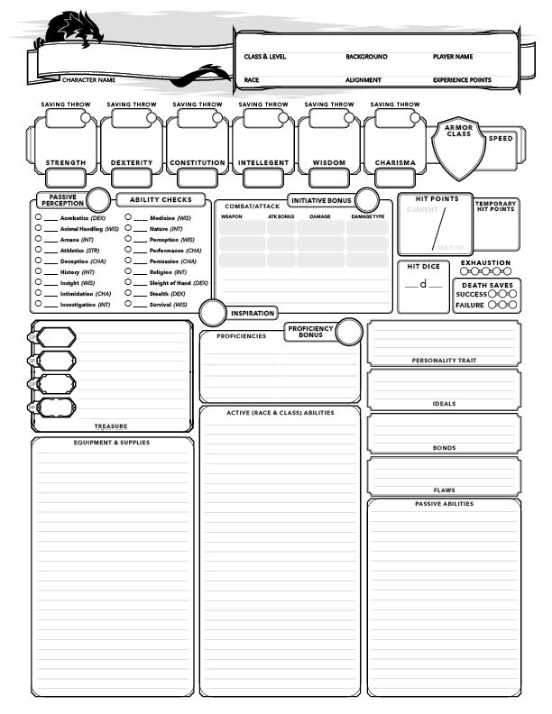 Printable D D Character Sheets