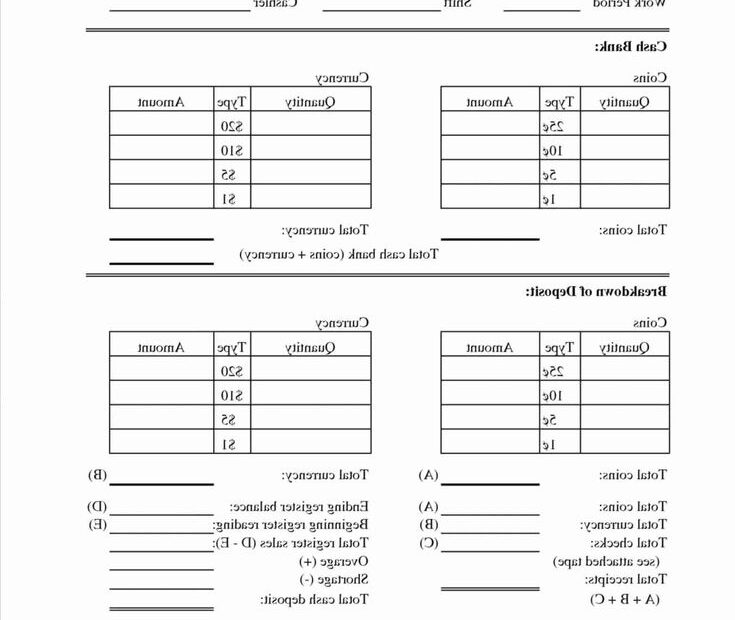 Printable Daily Cash Drawer Count Sheet Dev onallcylinders