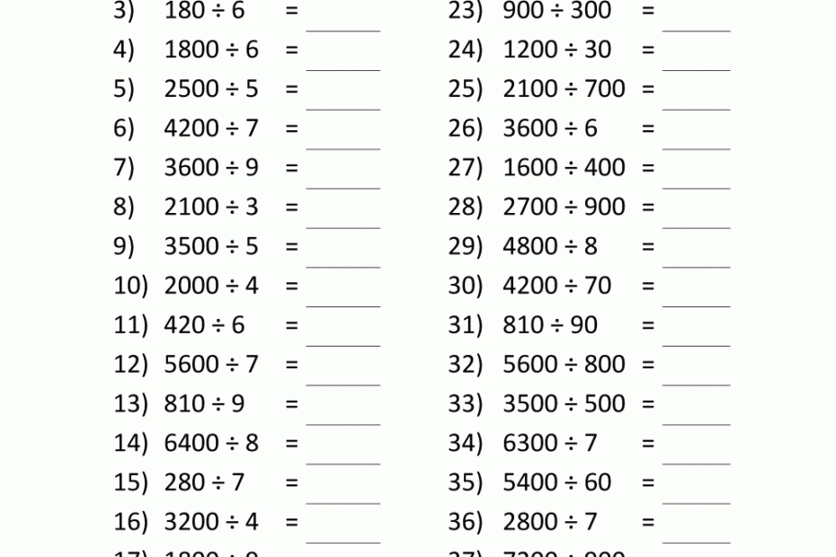 Printable Division Sheets
