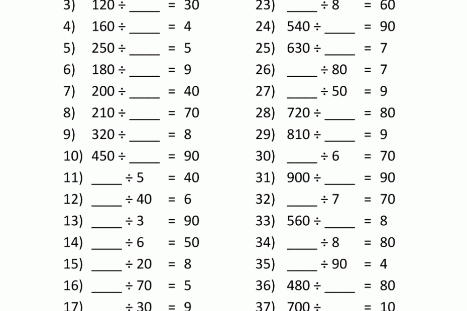 Printable Division Sheets